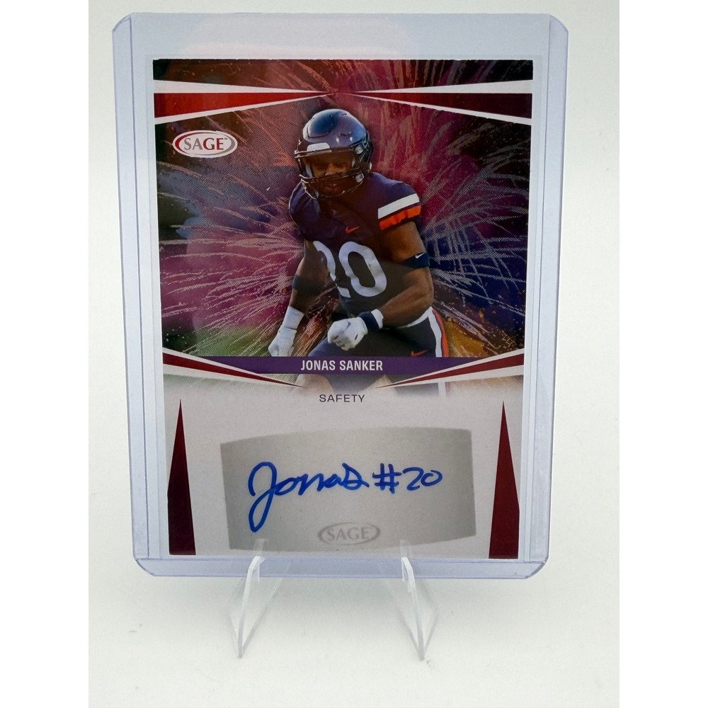 2025 SAGE Jonas Sanker Autograph Card A-JS Virginia Cavaliers Safety NM-MT